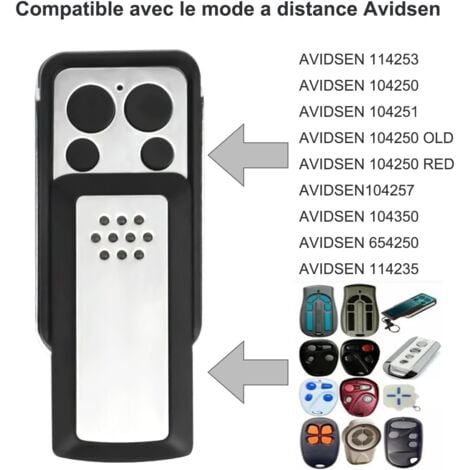 Télécommande - 2 Boutons à clapet- Compatible avec la plupart des motorisations avidsen, Grise, Autonomie de 2 ans - 114253
