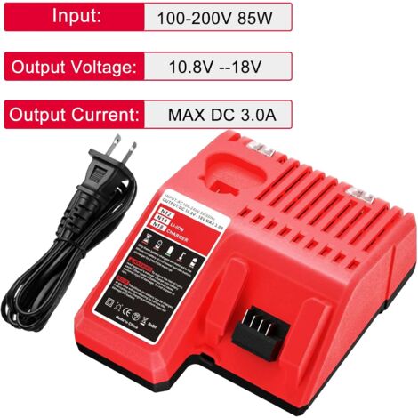 M12 & M18 Rapid Replacement Charger for Milwaukee 12V&18V XC Lithium ION Charger for Milwaukee XC 48-59-1812 48-11-2420 48-11-2402 48-11-2440 48-11-1850 48-11-2401 48-11-1890 Battery