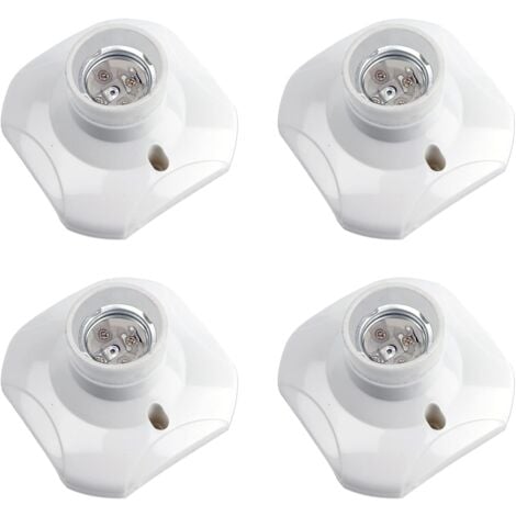 Lot de 4 Douille Plafond E27 à Visser, Douille E27 Garage, AC 220-240V, Support Douille pour Ampoule LED, Base Plafonnier Culot E27, Base de Lampe Plastique Blanche pour Lampe au Mur