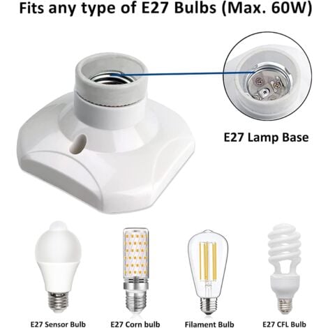 Lot de 4 Douille Plafond E27 à Visser, Douille E27 Garage, AC 220-240V, Support Douille pour Ampoule LED, Base Plafonnier Culot E27, Base de Lampe Plastique Blanche pour Lampe au Mur