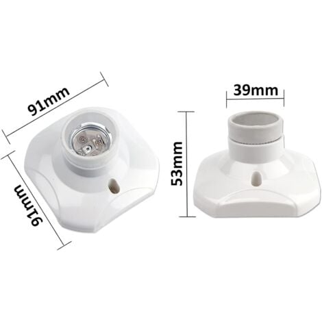 Lot de 4 Douille Plafond E27 à Visser, Douille E27 Garage, AC 220-240V, Support Douille pour Ampoule LED, Base Plafonnier Culot E27, Base de Lampe Plastique Blanche pour Lampe au Mur