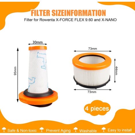 Ricambio Filtro Lavabile Filtro Ricambio Per Scopa Rowenta X-Force Flex 9.60 - Lavabile E Riutilizzabile Filtro ZR009010 - 3