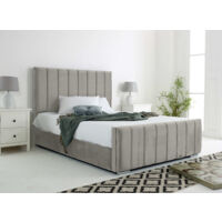 Coraline Silver Plush Velvet King Bed Frame