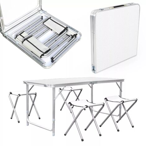 TLGREEN Campingtisch klappbar mit 4 Stühlen, Alu campingtisch