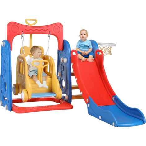 TLGREEN 3 in 1 Kinder Spielplatz, Kinderspielplatz Schaukel und Rutsche