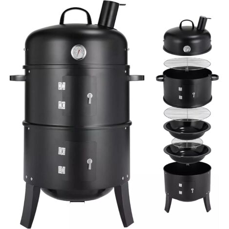 BBQ Smoker mit Kamin, Holzkohlegrill, Fass-Smoker, BBQ Holzkohlegrill, Smoker Räucherofen (1/5)