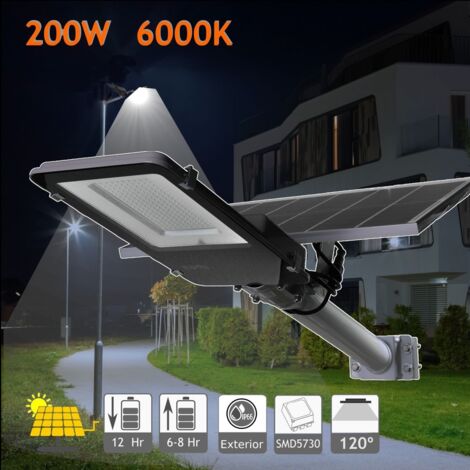Lampadaire Solaire Extérieur JADIDIS 330 LED - IP67, 4 Modes, Télécommande, 6500K, Autonomie 11h, Angle 240°