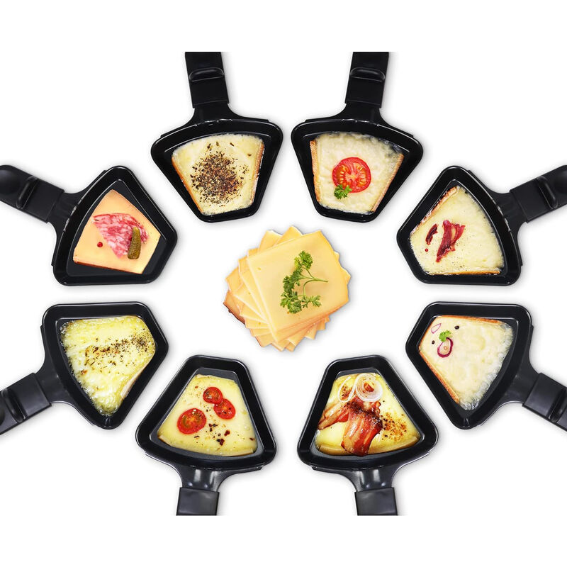 KotiCidsin Appareil à raclette Multifonction, 1200 W Gril raclette, Jusqu'à 8 personnes, Revêtement Antiadhésif, Plaque amovible Facile à Nettoyer, Noir 2