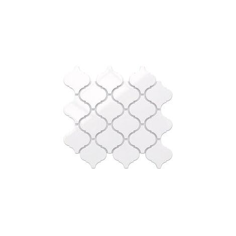Mosaico in ceramica su rete per bagno o cucina 27.5cm x 24.3cm - White Arabesque