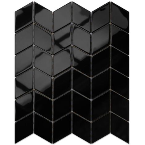 Mosaico in vetro su rete per bagno e cucina 26.5cm x 30.5cm - Black puma
