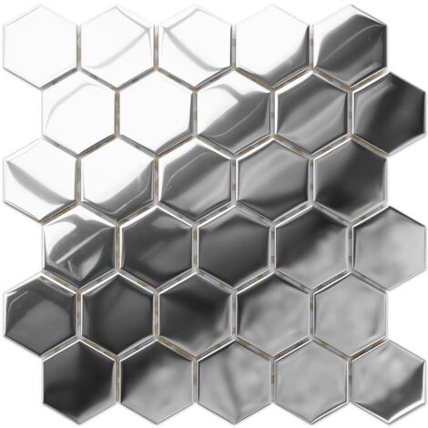 Mosaico in vetro su rete per bagno o cucina 25.5 cm x 24.7 cm - Liquid silver (1/5)