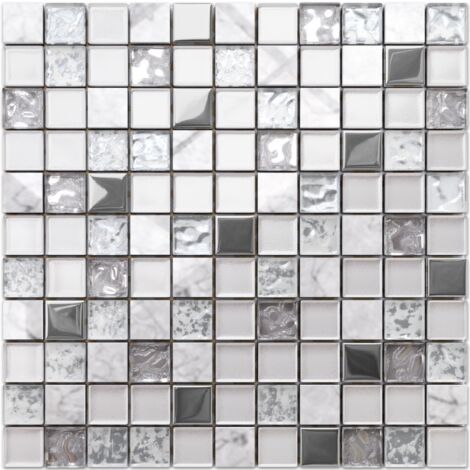 Mosaico in vetro su rete per bagno e cucina 30cm x 30cm  - Mixture