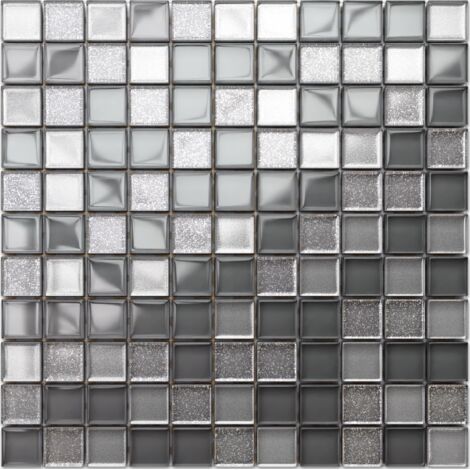 Mosaico in vetro su rete per bagno e cucina 30cm x 30cm  - Grey turtle
