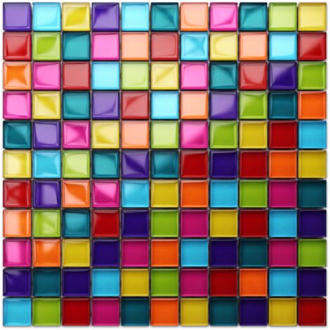 Mosaico in vetro su rete per bagno e cucina 30cm x 30cm - Rainbow
