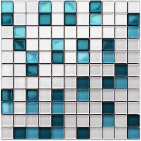Mosaico in vetro su rete per bagno e cucina 30cm x 30cm - Blue dream