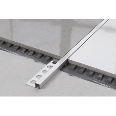 Profilo angolare Q universale in acciaio inossidabile per piastrelle 0.8cm x 270cm - Argento satinato