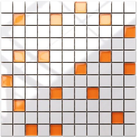 Mosaico in ceramica su rete per bagno o cucina 30cm x 30cm - Mandarin