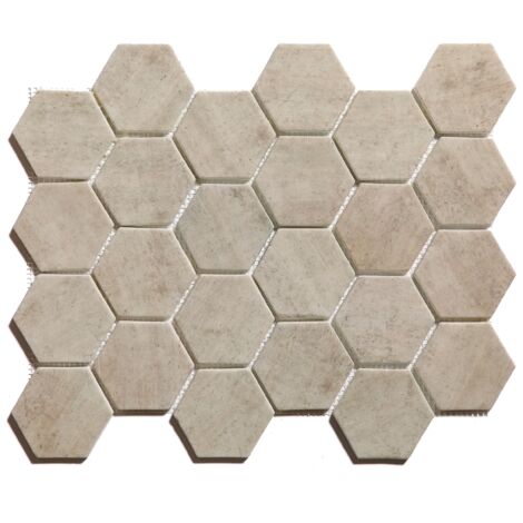 Mosaico in vetro pressato su rete per bagno e cucina 43.5cm x 34.5cm  - Taupe Stone Light Matt