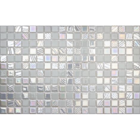 Mosaico in vetro pressato su rete per bagno e cucina 32.5cm x 51.5cm - Alves Blend White