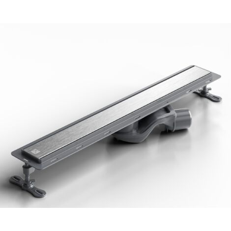 Canalina di scarico in acciaio lineare per doccia a pavimento, 60 cm x 6,5 cm, 61 l/min - argento satinato (1/5)