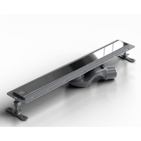Canalina di scarico in acciaio lineare per doccia a pavimento, 60 cm x 6,5 cm, 61 l/min - nero lucido (1/5)