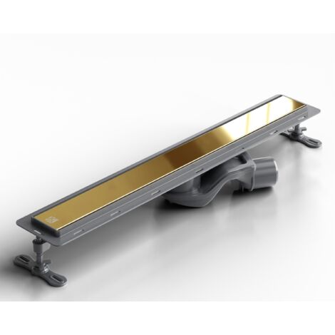 Canalina di scarico in acciaio lineare per doccia a pavimento, 60 cm x 6,5 cm, 61 l/min - oro lucido (1/5)