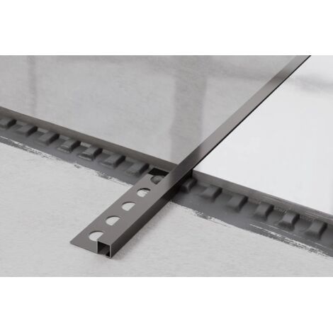 Ilcom profilo decorativo rettificato QS in acciaio inox per piastrelle 10mm x 2700mm - Gunmetal (1/2)
