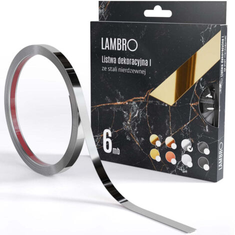 Ilcom striscia decorativa I autodesiva in acciaio inossidabile 10mm x 6000mm x 0,35mm - Argento lucido (1/3)