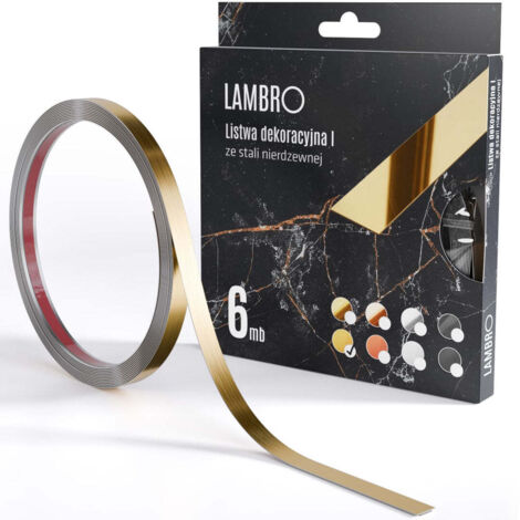 Ilcom striscia decorativa I autodesiva in acciaio inossidabile 10mm x 6000mm x 0,35mm - Oro satinato (1/3)