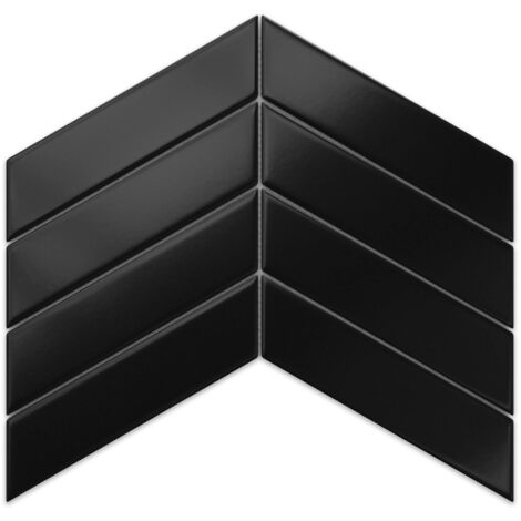 Mosaico in ceramica su rete per bagno e cucina 31.6cm x 21.5cm - Giant black chevron