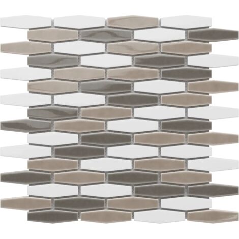 Mosaico in ceramica su rete per bagno e cucina  30.2cm x 30.4cm - Long hexagon (1/5)