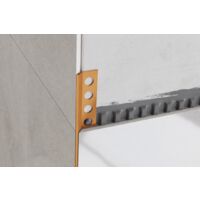 Profilo Rs angolare rettificato a 45 gradi in acciaio inossidabile 1.4cm x 270cm - Rame satinato