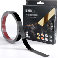 Ilcom striscia decorativa I autodesiva in acciaio inossidabile 20mm x 6000mm x 0,35mm - Nero lucido