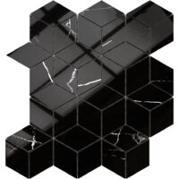 Ilcom mosaico in gres su rete per bagno e cucina 26.5cm x 30.5cm - Black veins diamond