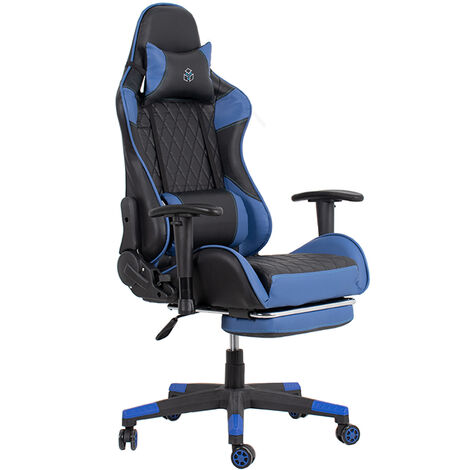 Blau Gaming Stuhl Racing Bürostuhl Schreibtischstehl Drehstuhl Sportsitz 135° DE 