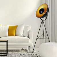 Stehleuchte Tripod Antik Schwarz Gold Stehlampe Standlampe Wohnzimmer 