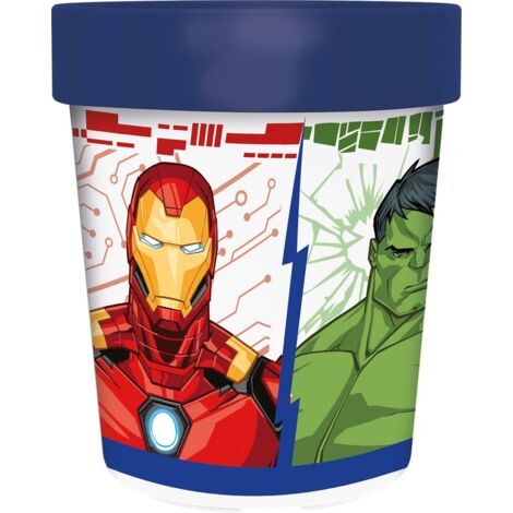 Marvel Bicchiere blu per bambini in plastica Avengers Iron Man Hulk Captain America Captain Marvel 260 ml con base antiscivolo (1/4)