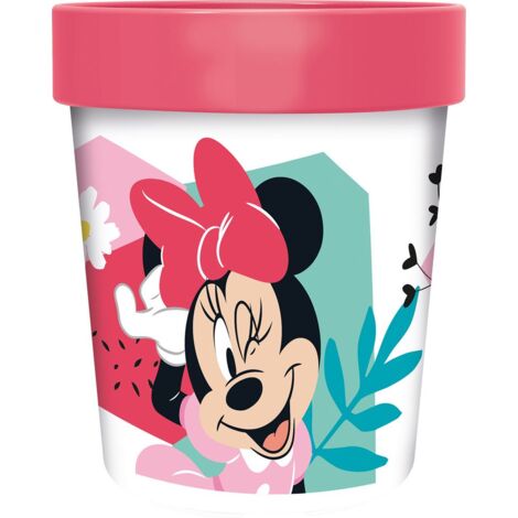 Disney Bicchiere rosa per bambine in plastica Minnie 260 ml con base antiscivolo (1/3)
