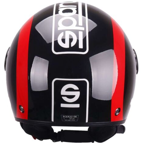 Sparco Casco Demi-Jet per moto rosso e nero con calotta in ABS Taglia XS