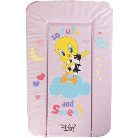Warner Bros Looney Tunes piano cambio, materassino, morbido fasciatoio da tavolo per bambini e bambine con grafiche Titti e Silvestro, misure 73x48,5x3 cm