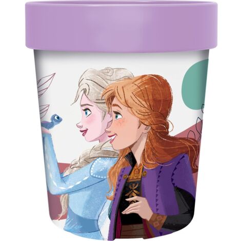 Disney Bicchiere azzurro per bambine in plastica Frozen Elsa e Anna 260 ml con base antiscivolo (1/3)