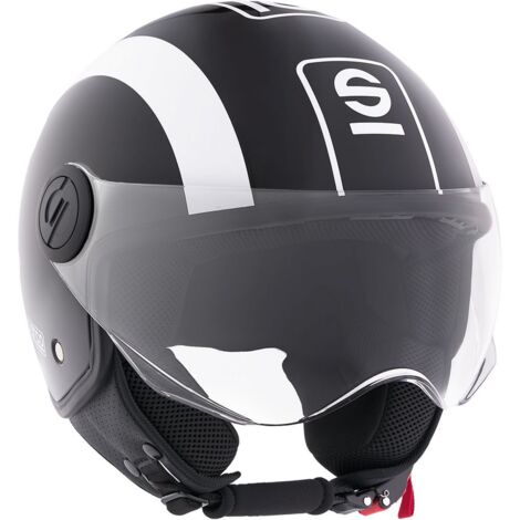 Sparco Casco Demi-Jet per moto nero e bianco con calotta in ABS Taglia M