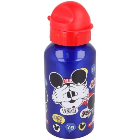 Borraccia Originale Disney Mickey in alluminio per bambini da 500 ML riutilizzabile con becuccio e tappo di sicurezza per evitare gli schizzi. (1/3)