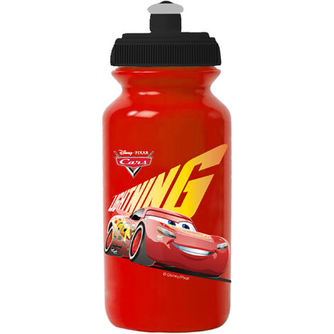 Borraccia rossa per bambini in plastica Disney Cars da 380 ml con chiusura antigoccia e banda antiscivolo (1/2)