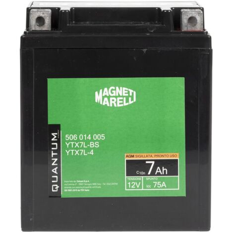 Magneti Marelli batteria moto scooter 7AH 12V 75A AGM sigillata polo positivo DX