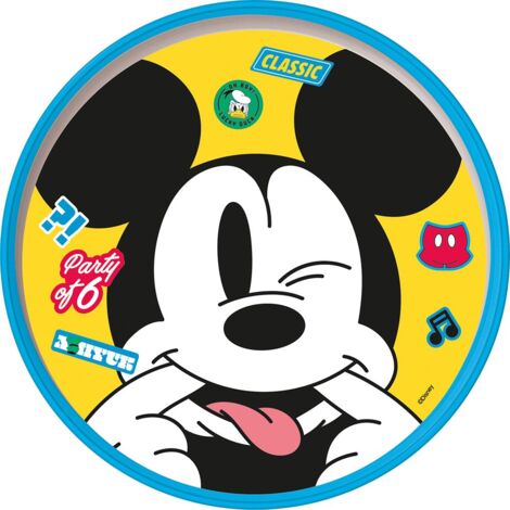 Disney Piatto piano bianco e azzurro per bambini in plastica Mickey Mouse Topolino con base antiscivolo (1/4)