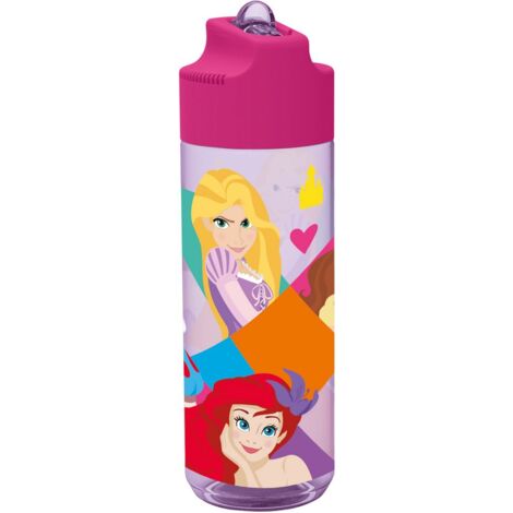 Borraccia Originale Disney Princess da 540 ml in Ecozen, riutilizzabile e lavabile, con tappo svitabile e antigoccia e beccuccio ribaltabile