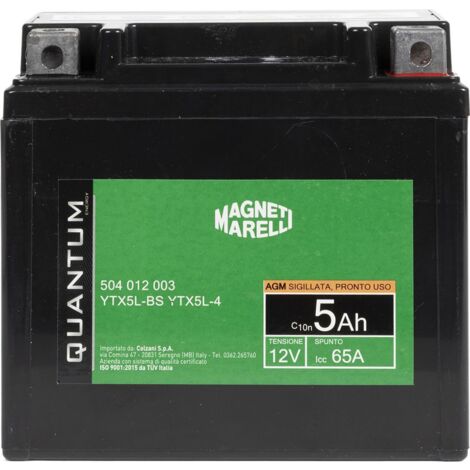 Magneti marelli batteria moto e scooter  tecnologia 5AH 12V 65A AGM sigillata polo positivo destro