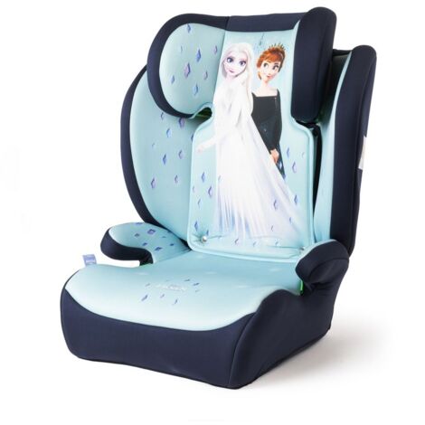 Disney Seggiolino auto Frozen per la sicurezza delle bambine con altezza da 100 a 150 cm con grafiche di Elsa e Anna su fondo azzurro