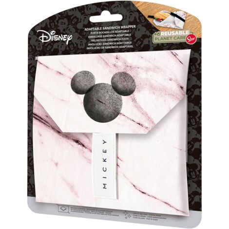 Porta merenda bambine di Disney Mickey Mouse, senza BPA, con chiusura in velcro, lavabile in lavatrice e traformabile in tovaglia (1/2)